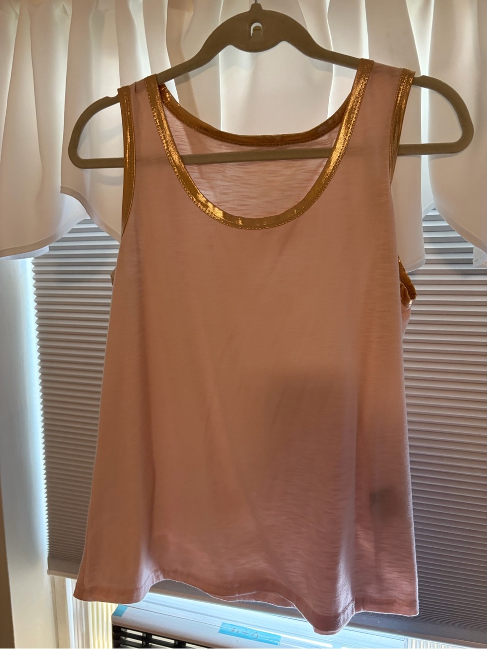 Women's Pink Tank Top with Gold Trim